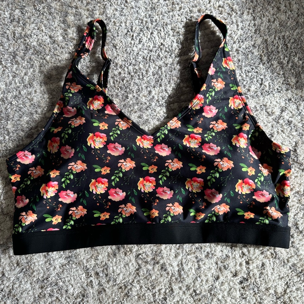 Pulse Boutique Black Floral Swim Top